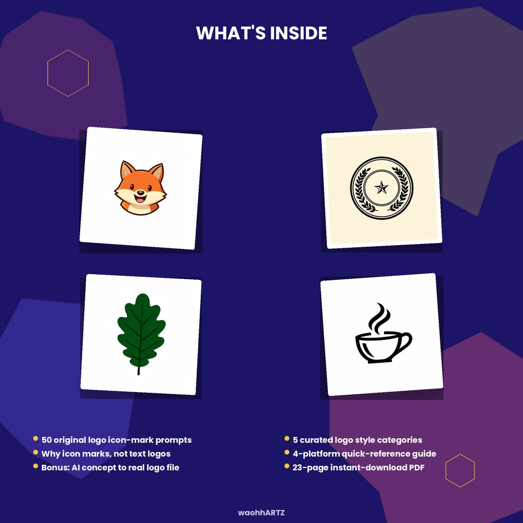 50 Logo Design AI Prompts — Midjourney, DALL-E, Stable Diffusion — Instant Download PDF
