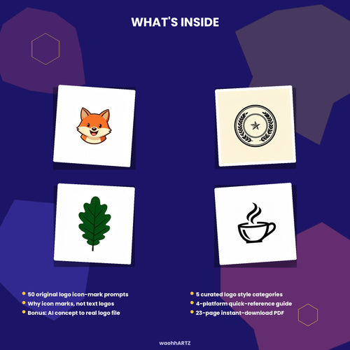 50 Logo Design AI Prompts — Midjourney, DALL-E, Stable Diffusion — Instant Download PDF