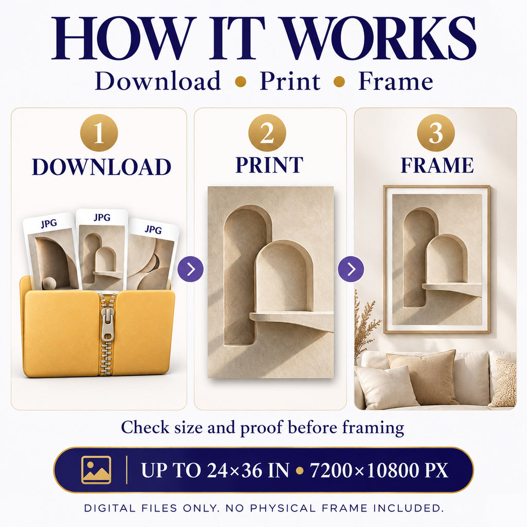 How to download print and frame Sculptural Plaster Arches art in 2:3 portrait at up to 24×36 in