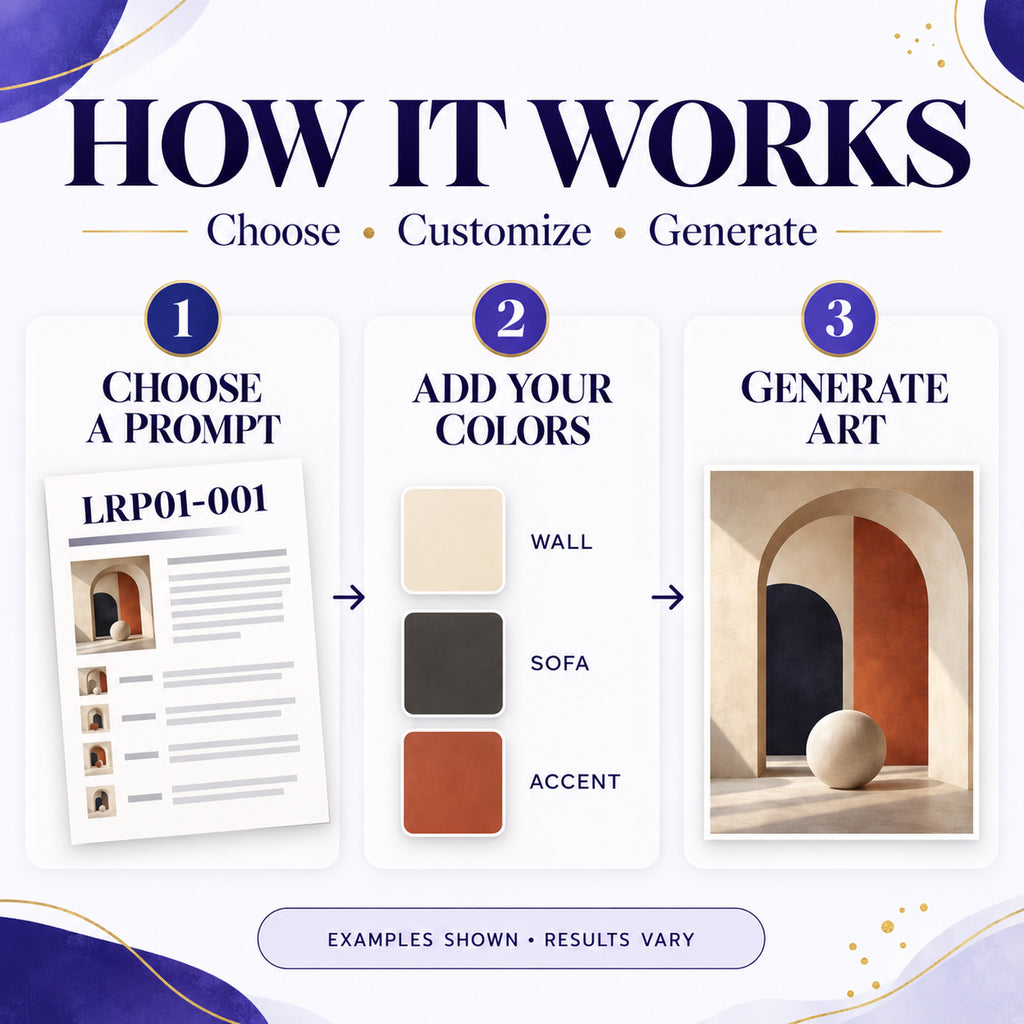 How to customize color matched abstract art prompts and generate original wall art