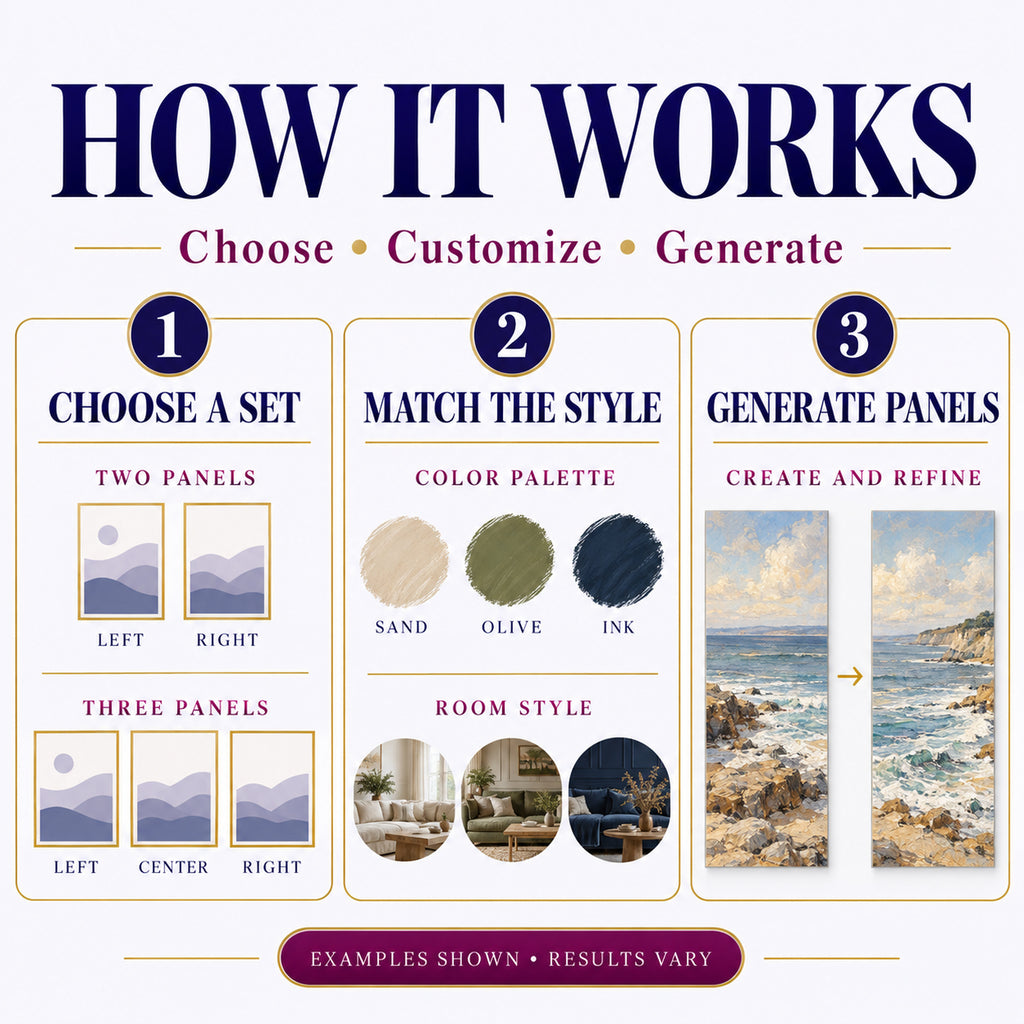 How to customize coordinated diptych and triptych prompts and generate original wall art