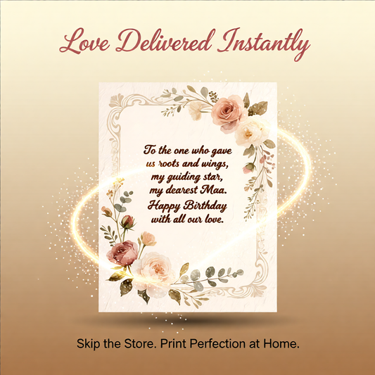 Instant Digital Heartfelt Birthday Card for Maa
