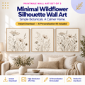 Minimal wildflower silhouette square wall art set of 3 with AI Personalization Kit instant download
