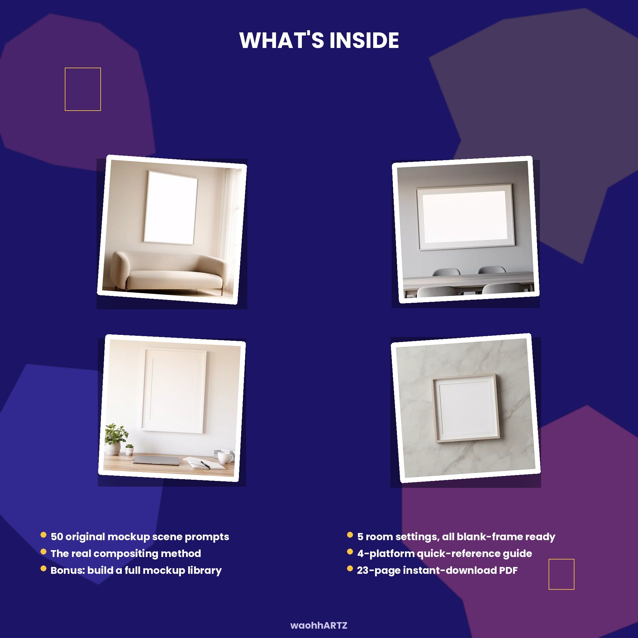 50 Interior Mockup Scene AI Prompts — Midjourney, DALL-E, Stable Diffusion — Instant Download PDF