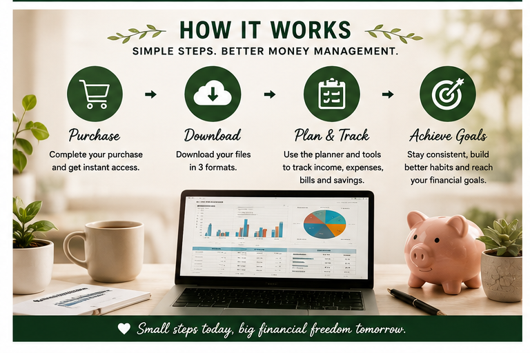 How the Monthly Budget Planner works from purchase to planning and tracking