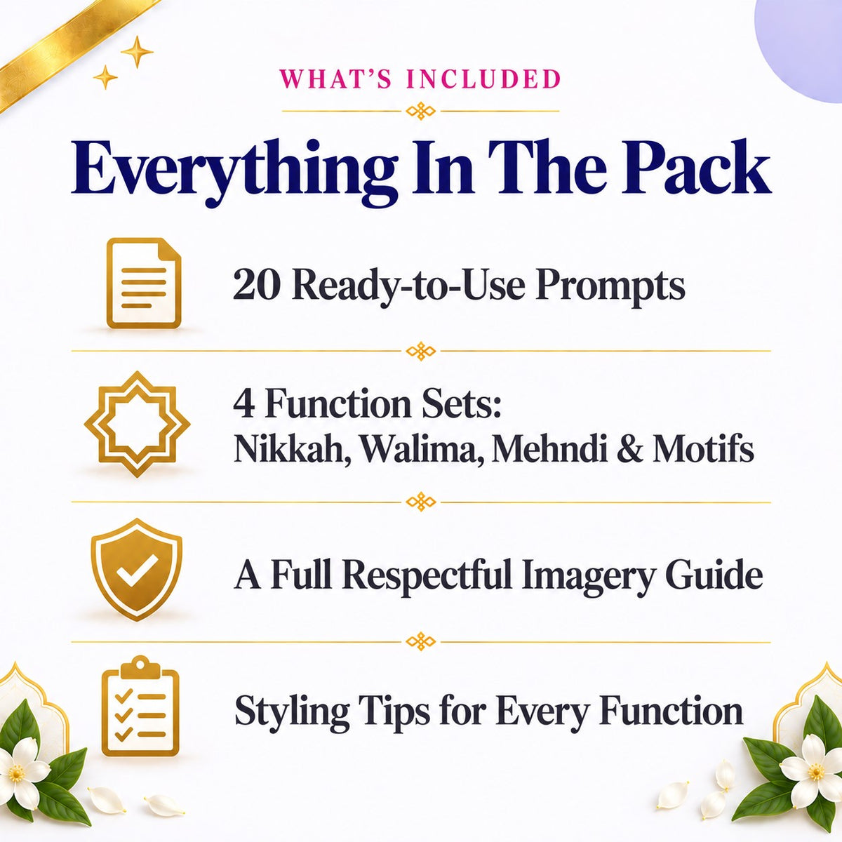 Muslim Nikkah &amp; Walima Invitation Prompt Pack | Nikkah, Walima &amp; Mehndi | Instant Download PDF