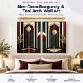 Neo Deco burgundy and teal wall art set of 2 for bedroom and living room with AI Personalization Kit