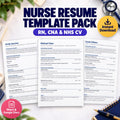 Nurse resume template RN CNA new grad NHS CV Word Google Docs