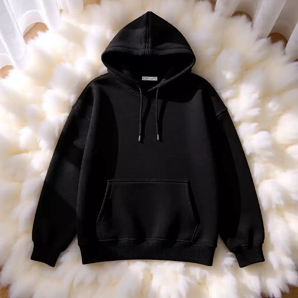 Cozy Women's Oversized Plain Black Hoodie