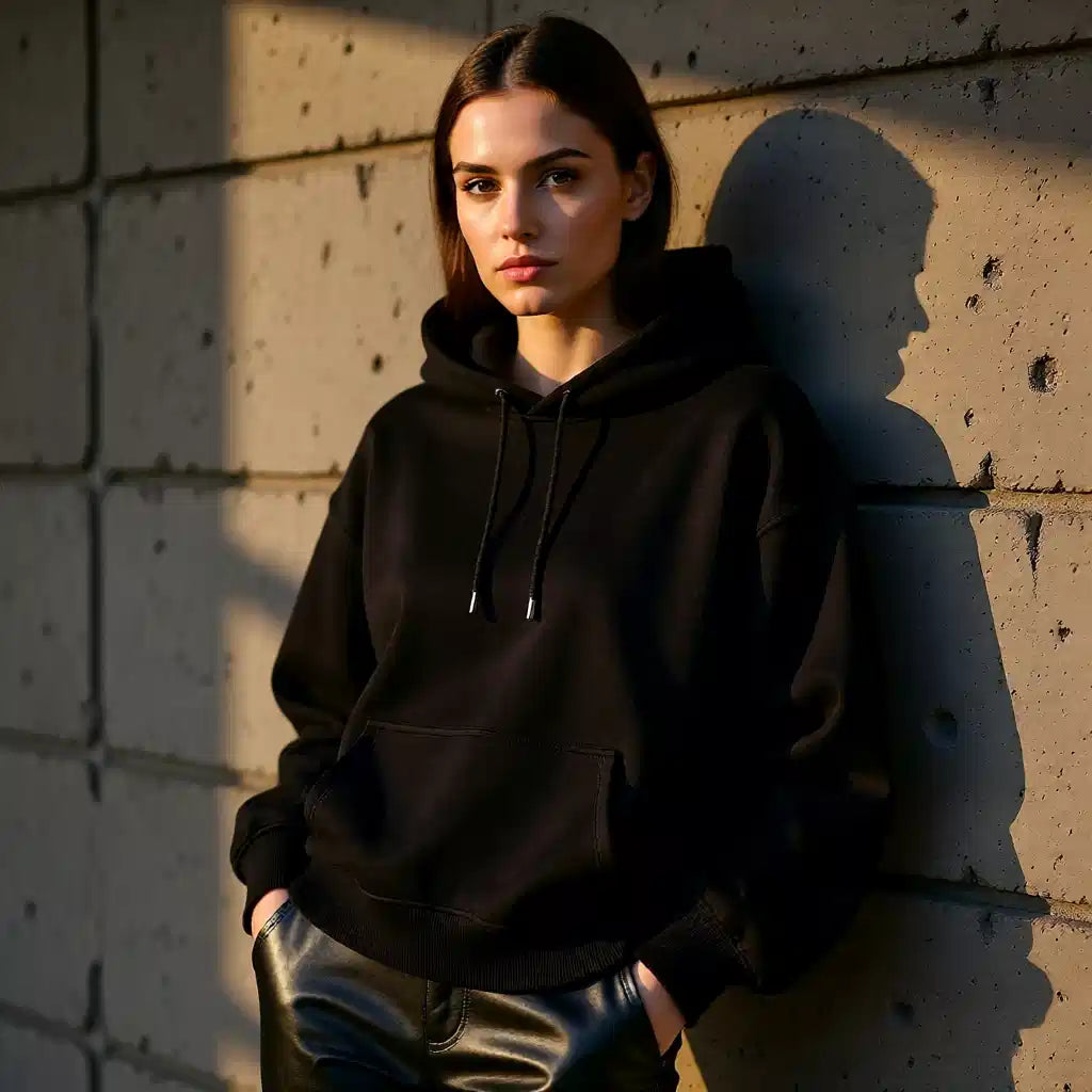 Cozy Women's Oversized Plain Black Hoodie