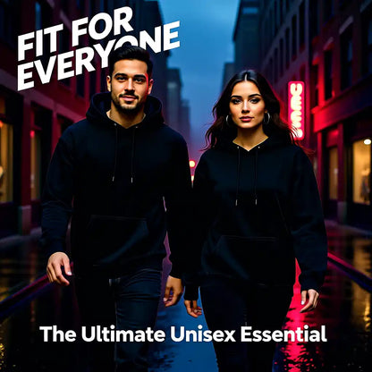 Plain Black Cotton Hoodie