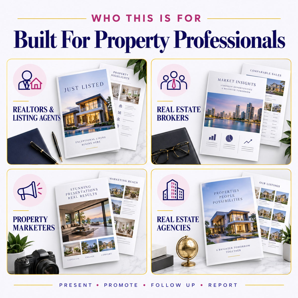 Real estate marketing templates for Realtors, listing agents, brokers, property marketers and agencies
