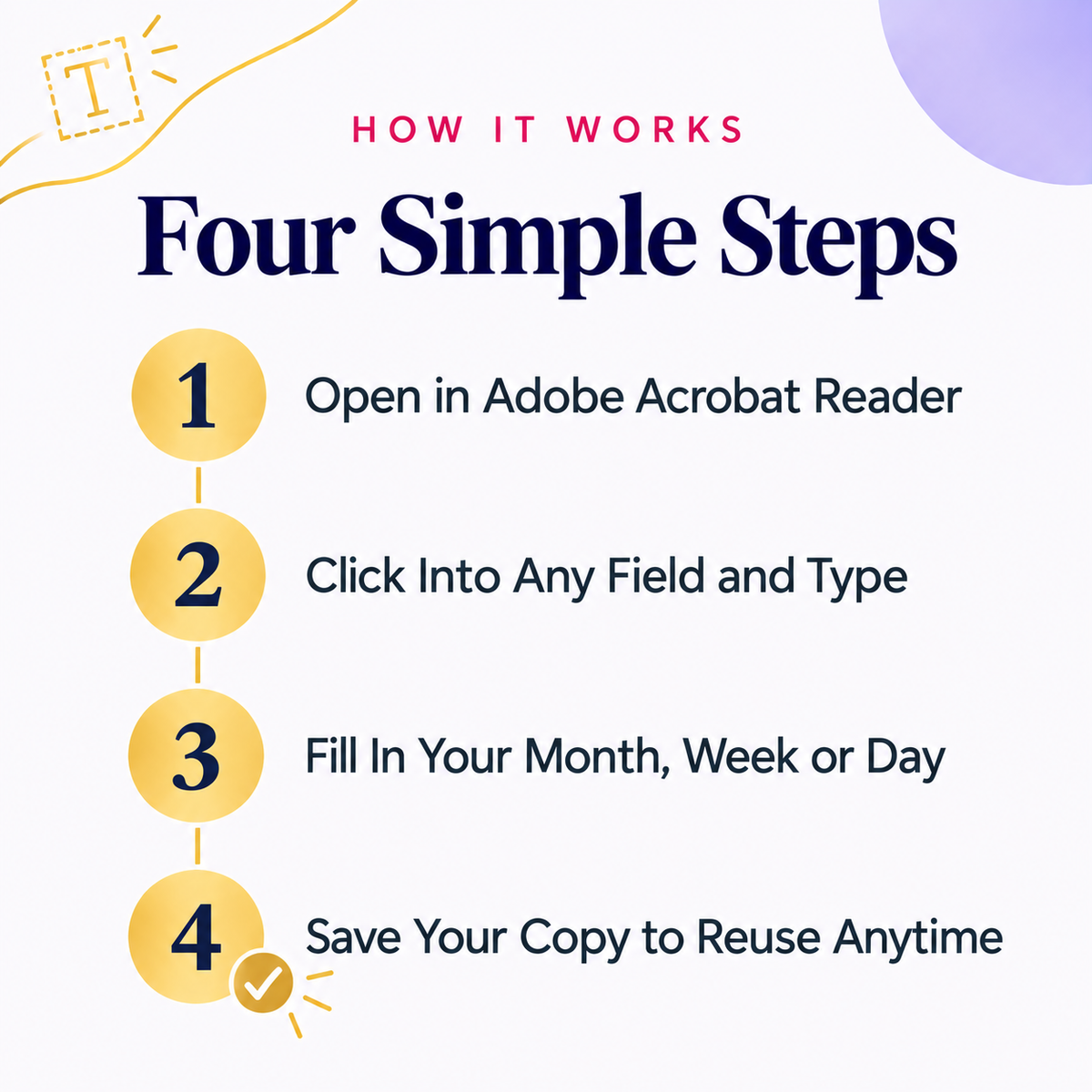 Fillable Digital PDF Planner | Type on Any Device, No Tablet Needed | Instant Download