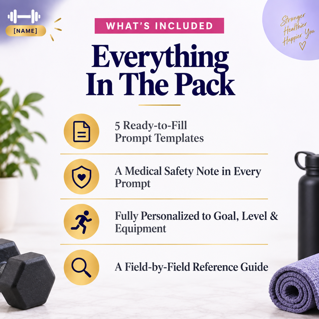 AI Personalized Fitness &amp; Workout Planner Prompts | Fill In Your Details, Get a Ready Planner | Instant Download PDF