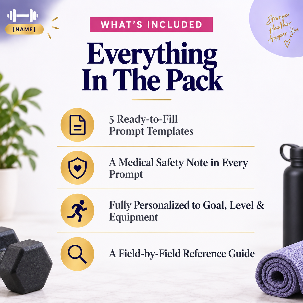 AI Personalized Fitness &amp; Workout Planner Prompts | Fill In Your Details, Get a Ready Planner | Instant Download PDF