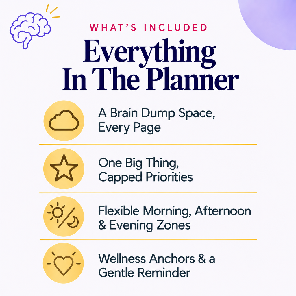 ADHD-Friendly Daily Planner | Brain Dump + One Big Thing | Instant Download PDF
