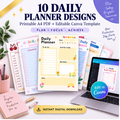 10 Daily Planner Designs – A4 Printable PDF + Editable Canva Template