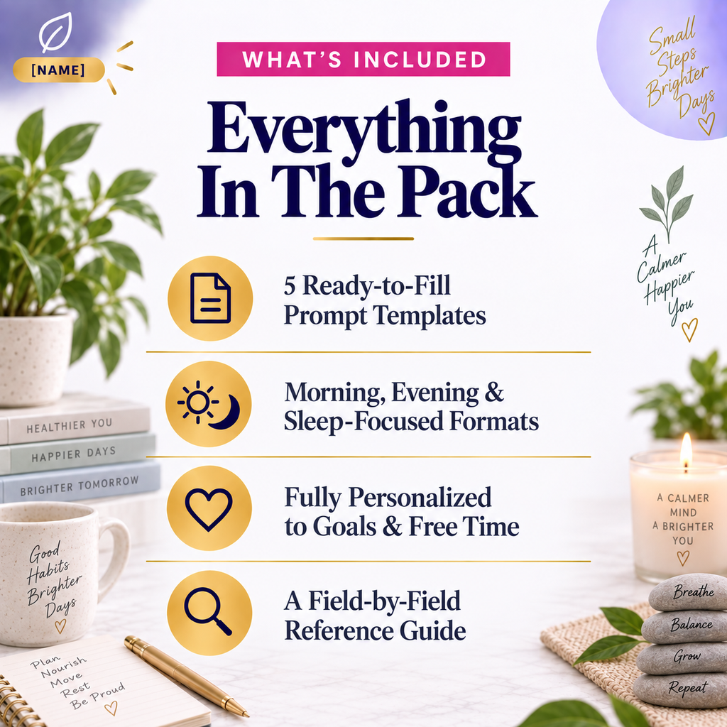 AI Personalized Self-Care &amp; Wellness Routine Planner Prompts | Fill In Your Details, Get a Ready Planner | Instant Download PDF