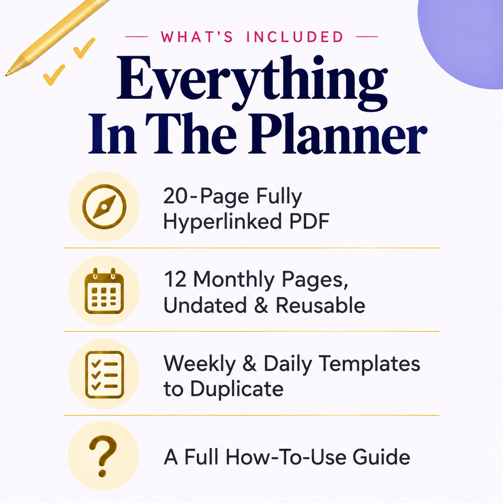 Hyperlinked Digital Planner for GoodNotes &amp; Notability | Undated, Tap-to-Navigate | Instant Download PDF