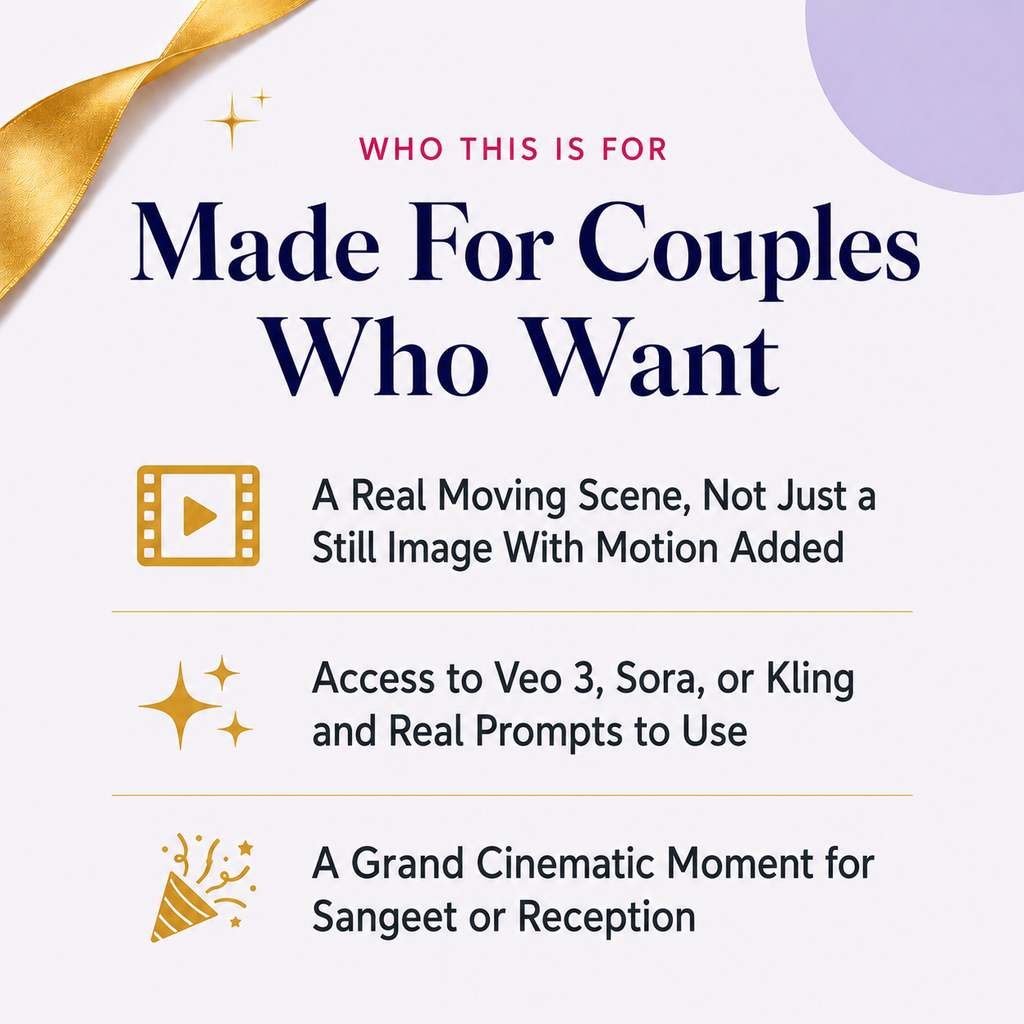 Full Video Wedding Invite Prompt Pack | Text-to-Video, Any Tool | Instant Download PDF