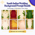South Indian Wedding Background Prompt Bundle | 30 Prompts, 8 Occasions | Instant Download PDF
