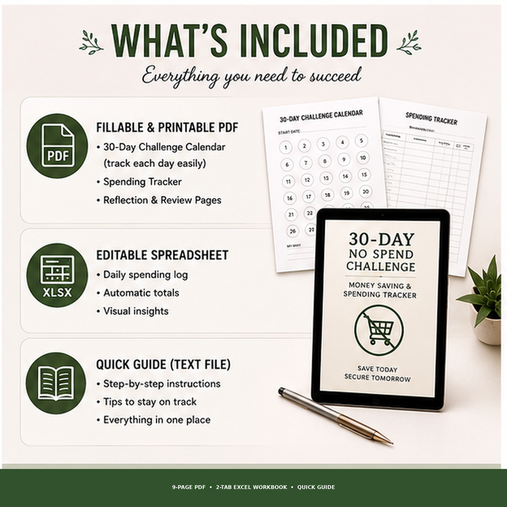 30-Day No-Spend Challenge — Money Saving &amp; Spending Tracker