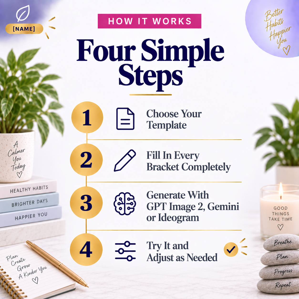 AI Personalized Self-Care &amp; Wellness Routine Planner Prompts | Fill In Your Details, Get a Ready Planner | Instant Download PDF