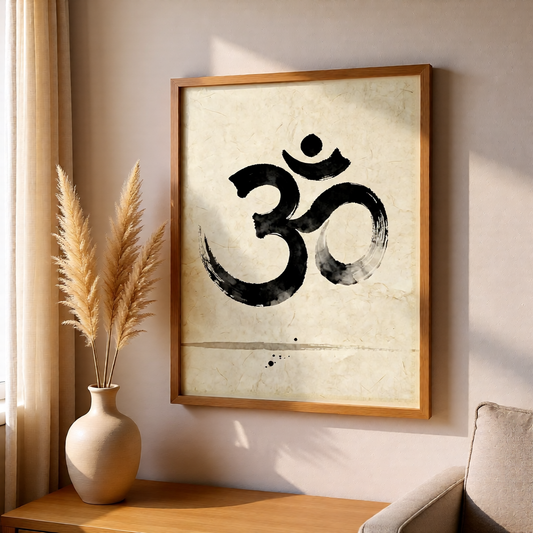 Om Symbol Art Print — Instant Download — Sumi-e Ink Wash Style Spiritual Wall Art 8x10 A4 A3 — Meditation Yoga Decor — Spiritual Gift India Global