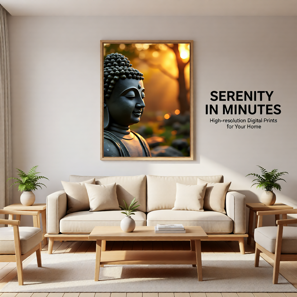 Serene Buddha Close-Up Wall Art | Instant Digital Download for Meditation & Home Decor