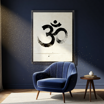 Om Symbol Art Print — Instant Download — Sumi-e Ink Wash Style Spiritual Wall Art 8x10 A4 A3 — Meditation Yoga Decor — Spiritual Gift India Global