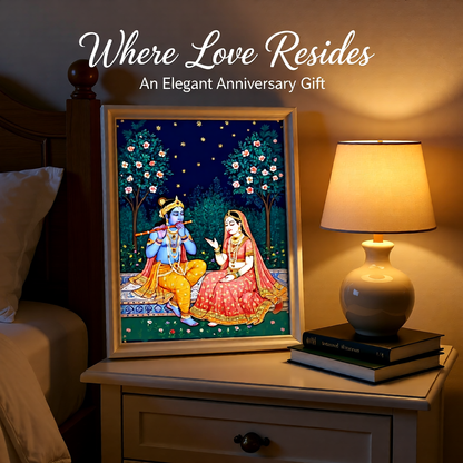Radha Krishna Art Print — Instant Download — Mughal Miniature Style Hindu Wall Art 8x10 A4 A3 — Love Gift Anniversary Pooja Room Decor