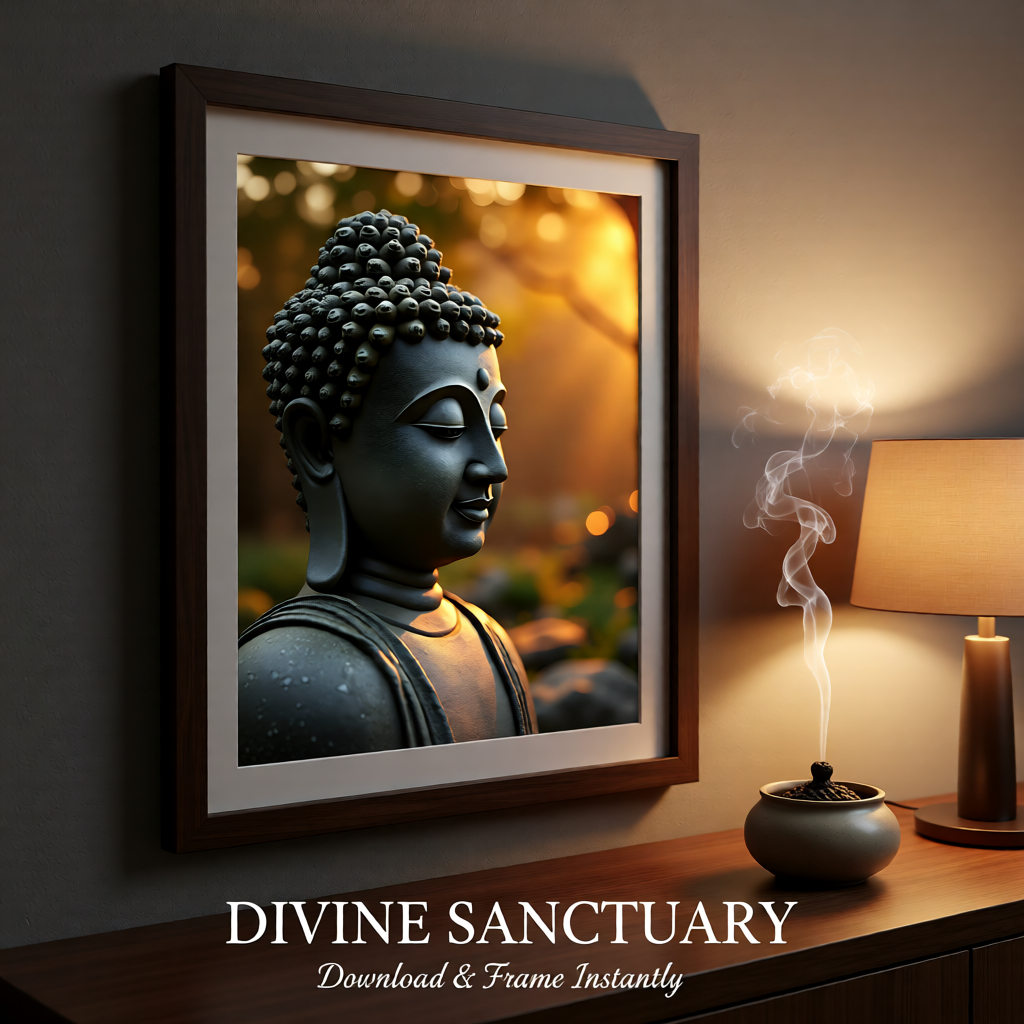 Serene Buddha Close-Up Wall Art | Instant Digital Download for Meditation & Home Decor