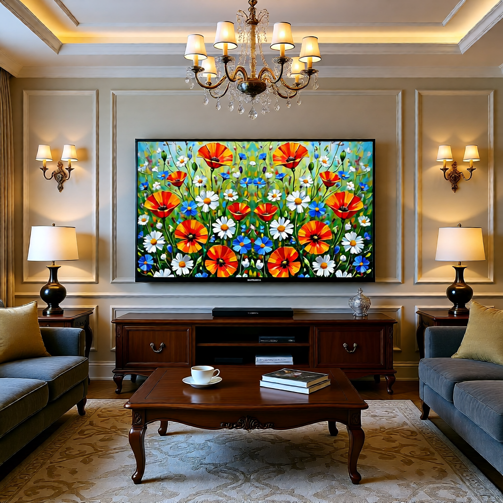 Wildflower Meadow Art Print — Impasto Oil Painting Style — Instant Download — Poppies Daisies Botanical Wall Art 8x10 A4 A3 — Living Room Bedroom Home Decor Gift