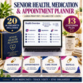 Senior Health Medication and Appointment Planner with large print PDF, fillable PDF, Excel dashboard and AI prompts