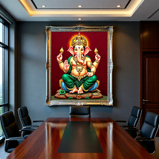 Ganesha Art Print — Instant Download — Tanjore Gold Style Hindu Wall Art 8x10 A4 A3 — Pooja Room Decor — Housewarming Gift India