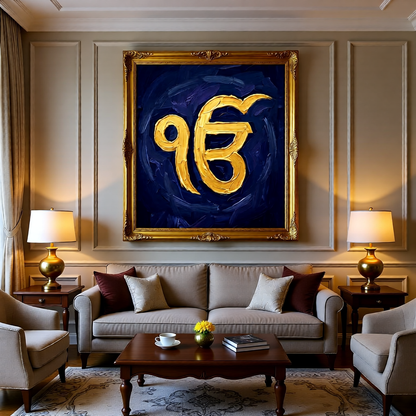 Ik Onkar Sikh Art Print — Instant Download — Impasto Oil Style Gold Blue Punjabi Wall Art 8x10 A4 A3 — Gurpurab Gift — Sikh Home Decor