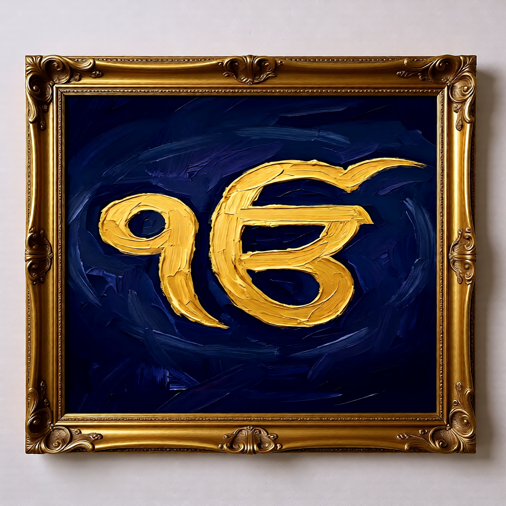 Ik Onkar Sikh Art Print — Instant Download — Impasto Oil Style Gold Blue Punjabi Wall Art 8x10 A4 A3 — Gurpurab Gift — Sikh Home Decor