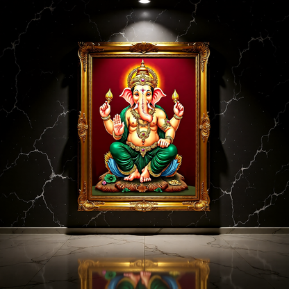 Ganesha Art Print — Instant Download — Tanjore Gold Style Hindu Wall Art 8x10 A4 A3 — Pooja Room Decor — Housewarming Gift India