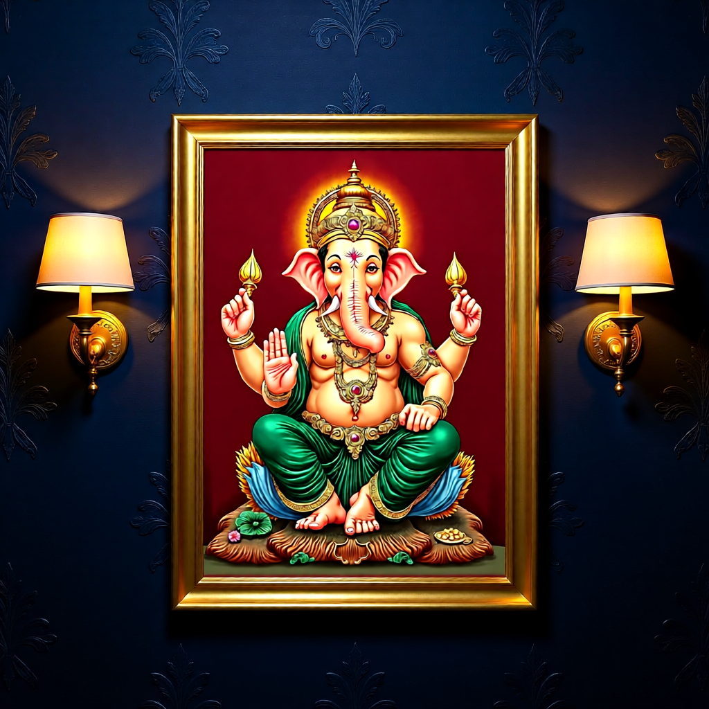 Ganesha Art Print — Instant Download — Tanjore Gold Style Hindu Wall Art 8x10 A4 A3 — Pooja Room Decor — Housewarming Gift India