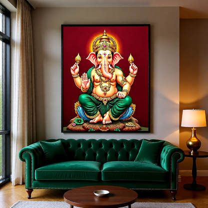 Ganesha Art Print — Instant Download — Tanjore Gold Style Hindu Wall Art 8x10 A4 A3 — Pooja Room Decor — Housewarming Gift India