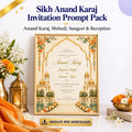 Sikh Anand Karaj Invitation Prompt Pack | Anand Karaj, Mehndi, Sangeet &amp; Reception | Instant Download PDF