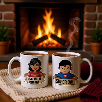 Super Mom & Dad Couple Mugs