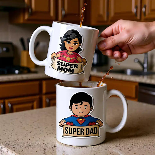Super Mom & Dad Couple Mugs