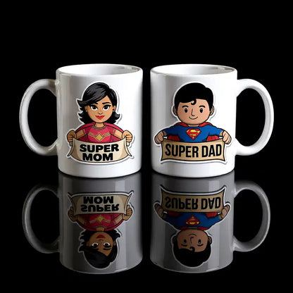 Super Mom & Dad Couple Mugs