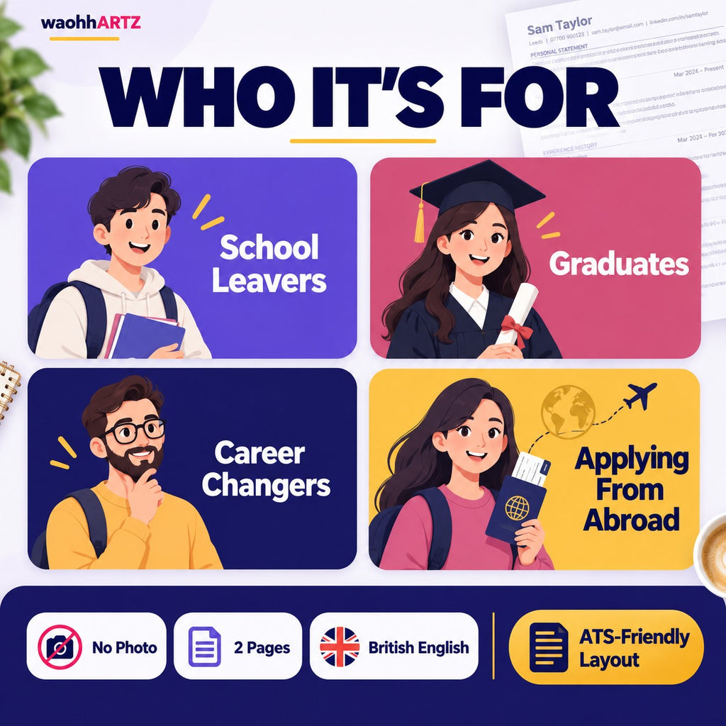UK CV Template Pack — A4 Word & Google Docs — Personal Statement, 5 Layouts, ATS-Friendly — Instant Download