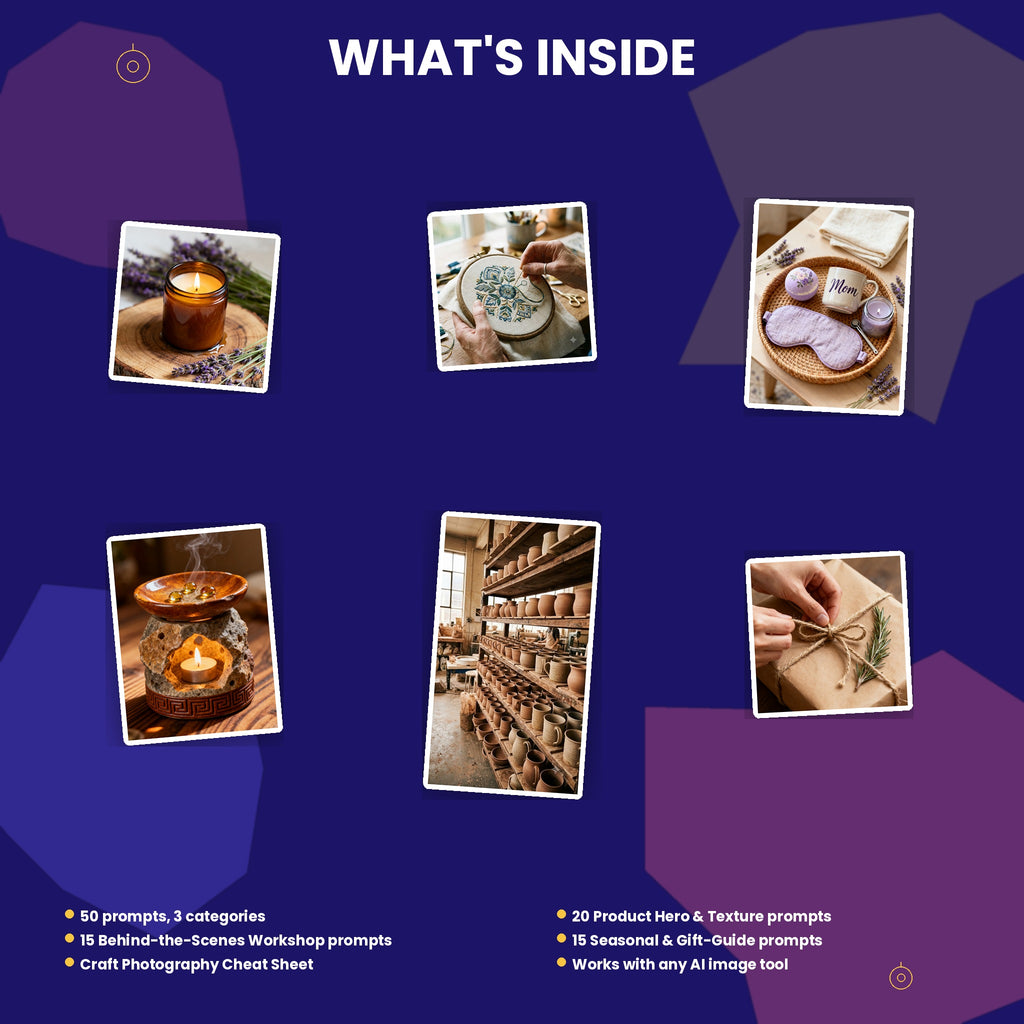 50 Artisan Handmade & Craft Brand AI Prompts — Social Media Kit — Instant Download PDF