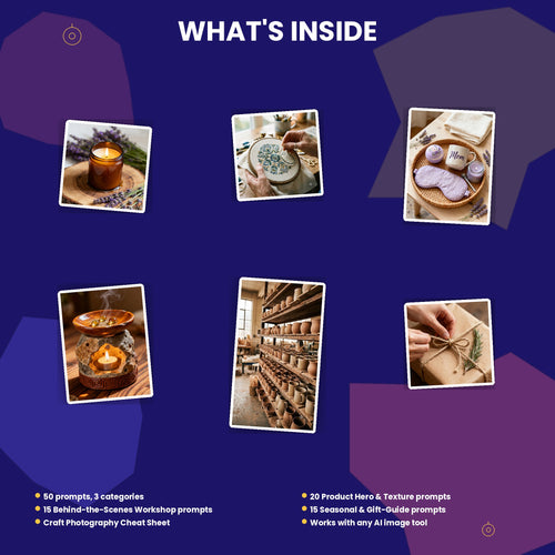 50 Artisan Handmade & Craft Brand AI Prompts — Social Media Kit — Instant Download PDF