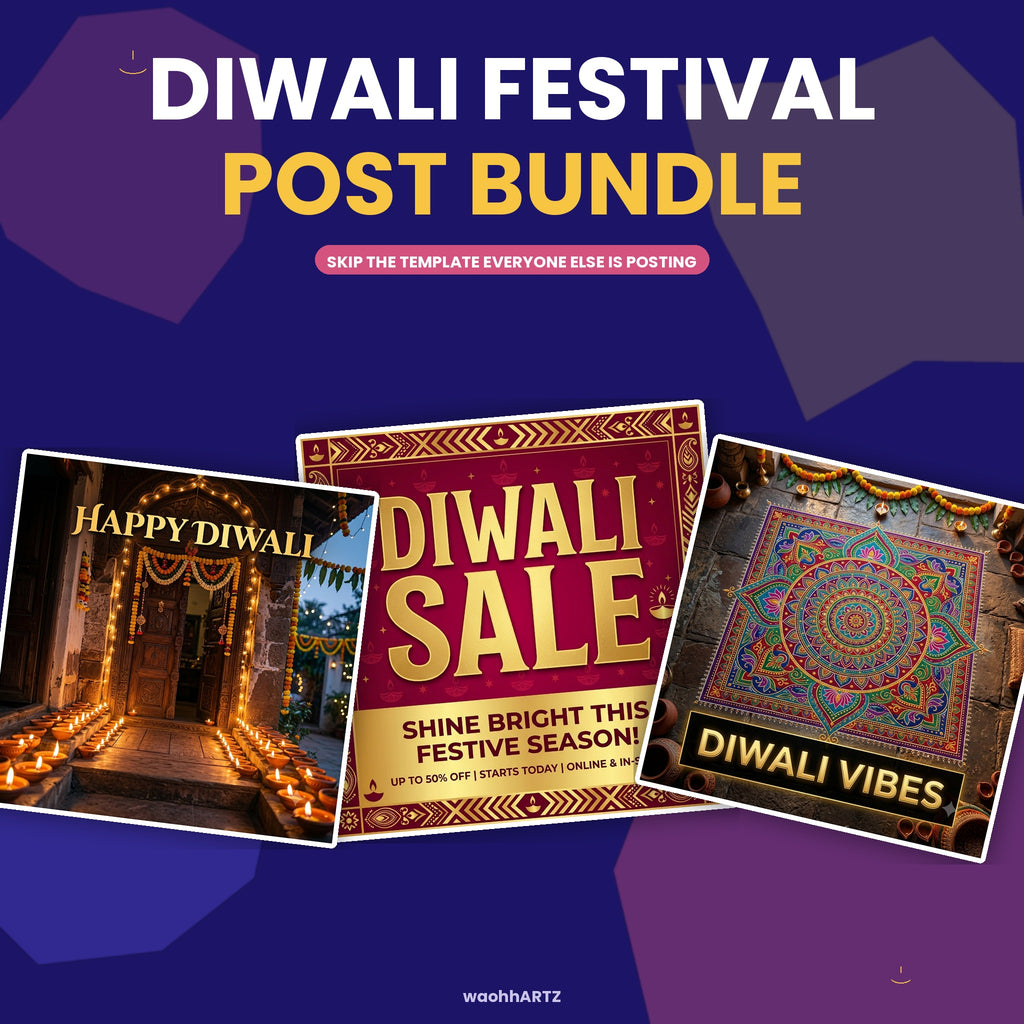30 Diwali Festival Post Bundle AI Art Prompts — Social Media Kit — Instant Download PDF