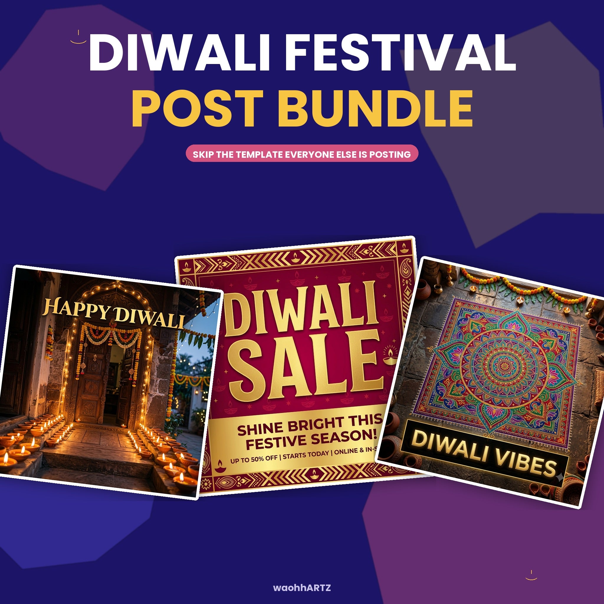 30 Diwali Festival Post Bundle AI Art Prompts — Social Media Kit — Instant Download PDF