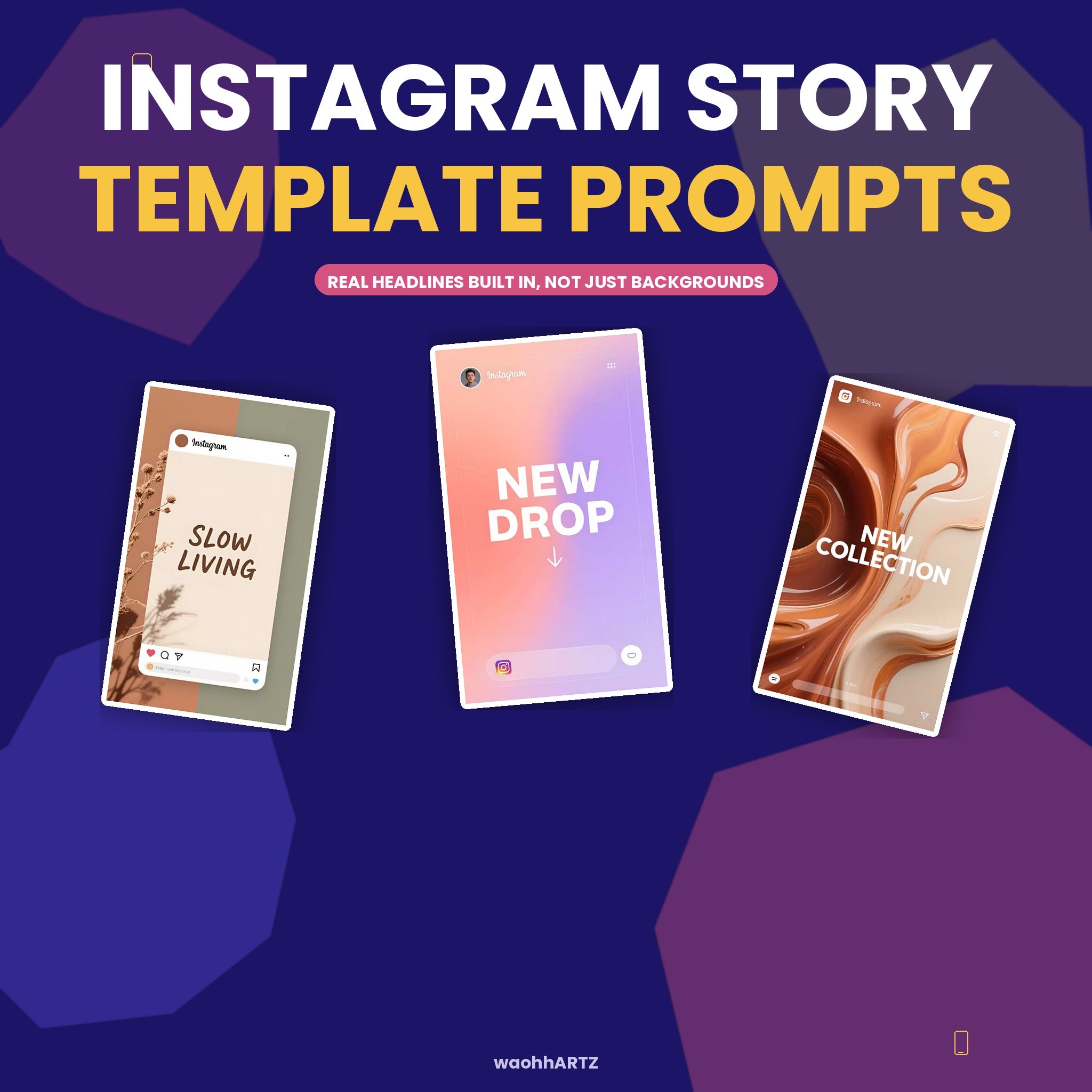 30 Instagram Story Design AI Art Prompts — Midjourney, DALL-E, Stable Diffusion — Instant Download PDF